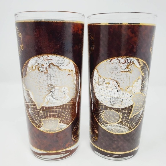 Terrarvm Orbis Geographica Map Brown Gold Glass - Picture 2 of 6